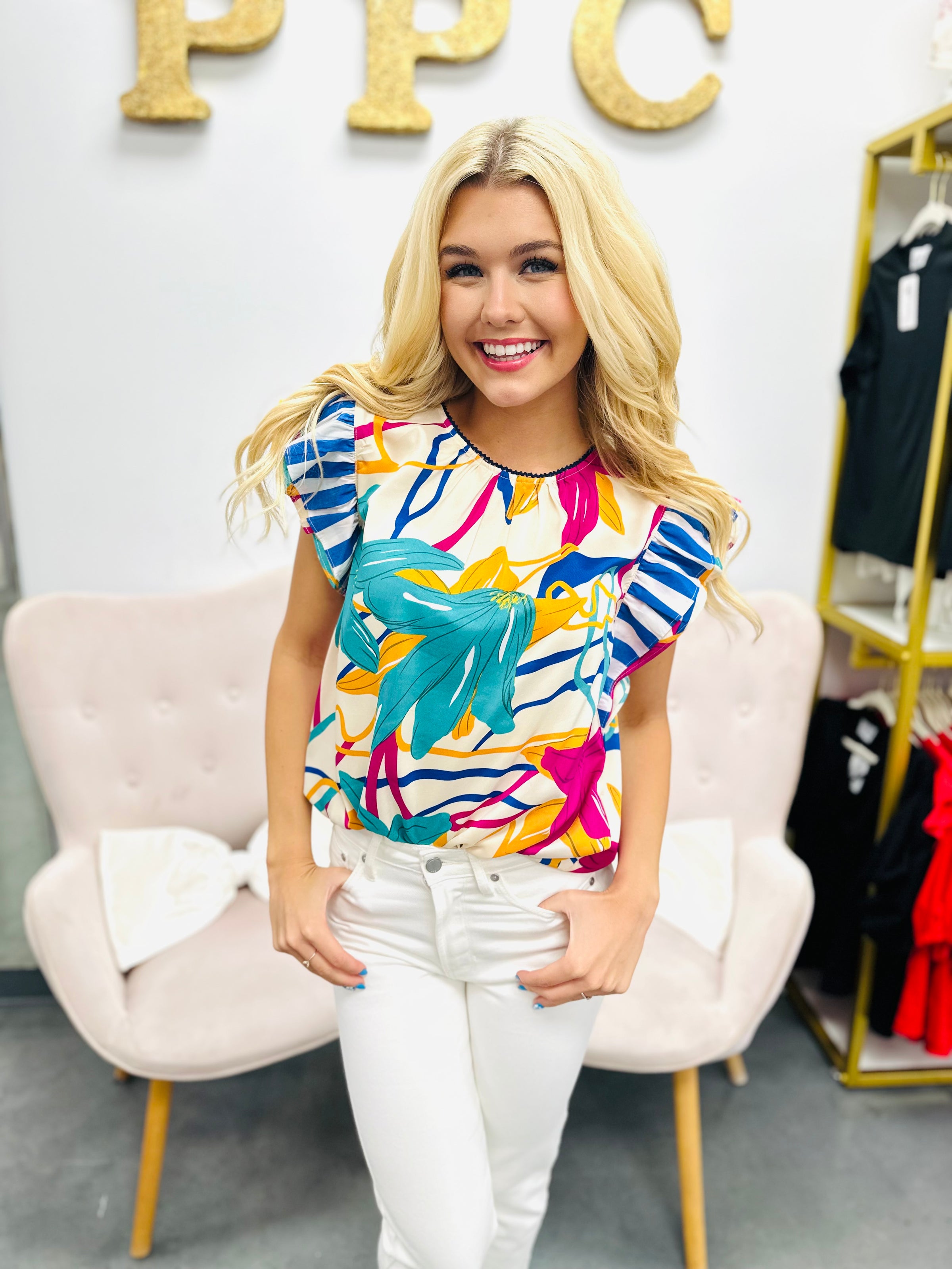 Springtime Bliss Springtime Bliss Floral Top – Fresh Boutique Shirt – Pink Paparatzi
