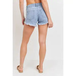 JBD-Curved Fray Hem Shorts