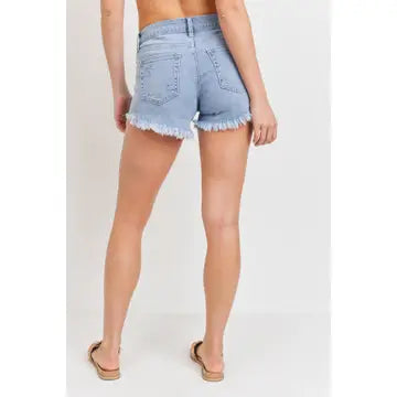 JBD-Curved Fray Hem Shorts