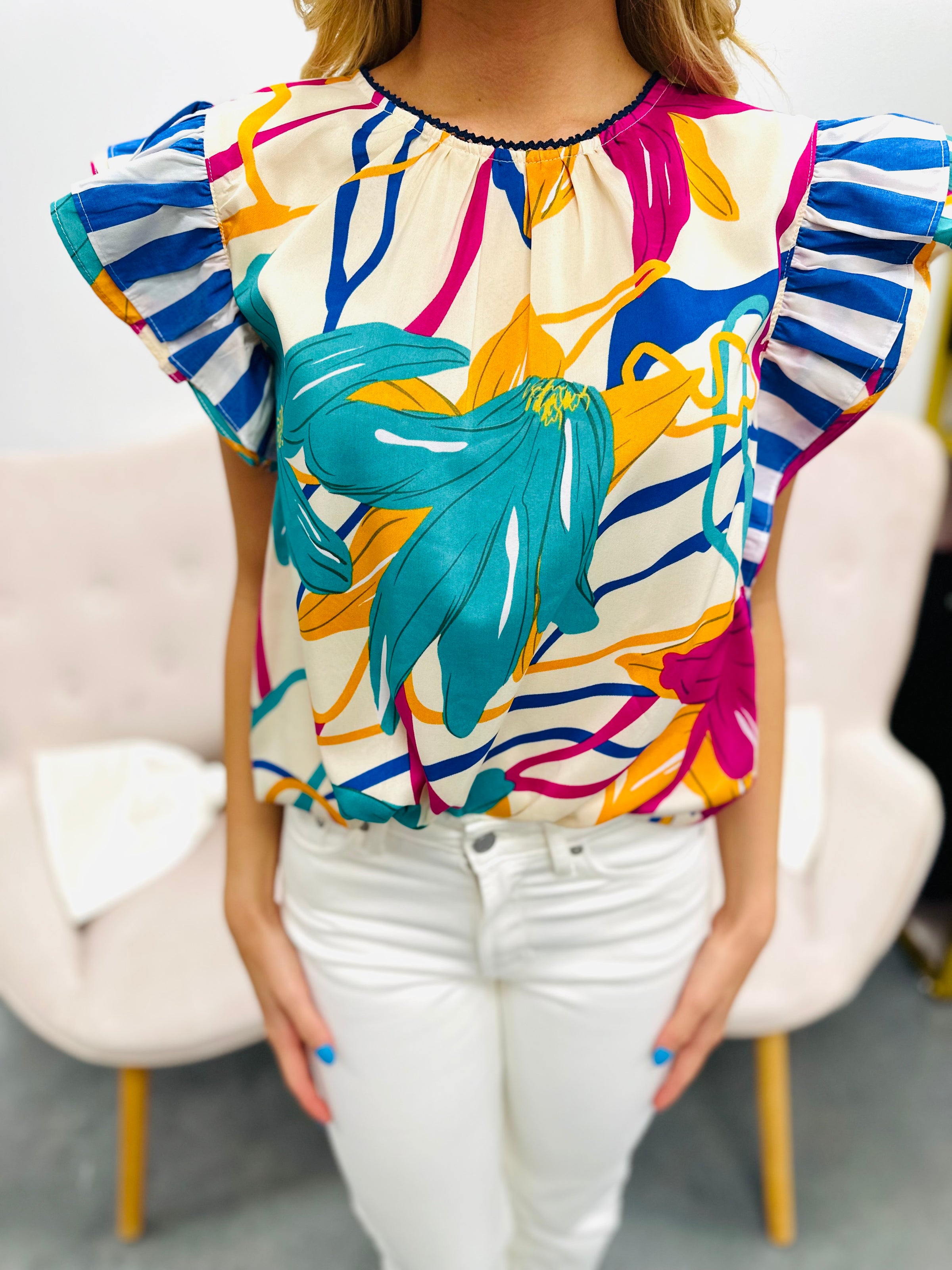 Springtime Bliss Springtime Bliss Floral Top – Fresh Boutique Shirt – Pink Paparatzi