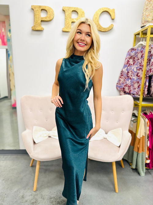 Satin Soiree-Dark Green