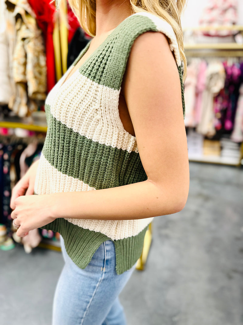 Stripe me down-Lt Olive/Oatmeal