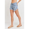 JBD-Curved Fray Hem Shorts