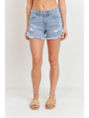 JBD-Curved Fray Hem Shorts