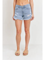JBD-Curved Fray Hem Shorts
