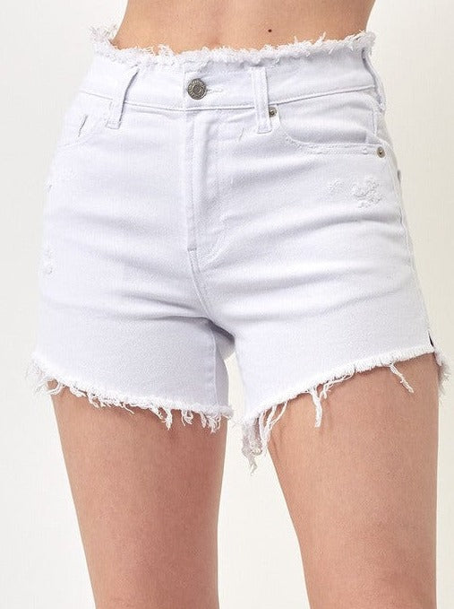 Risen Jeans-White Frayed Waist